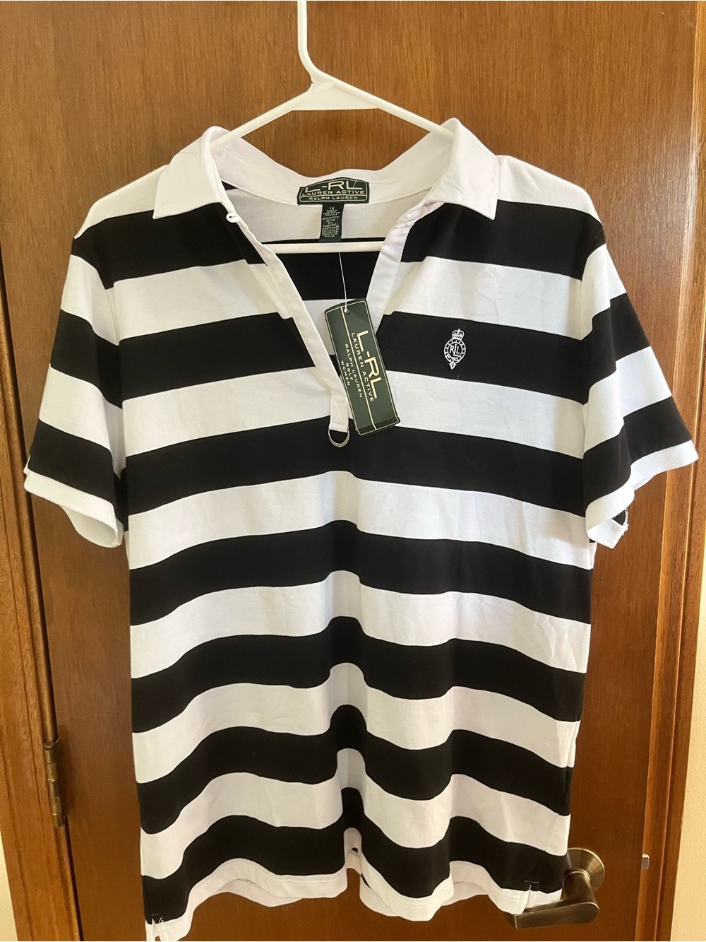 Polo by Ralph Lauren active 1x Black & White Striped  Polo nwt